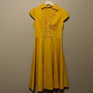 Yellow Vintage Style Swing Tea Dress NWT Sz M